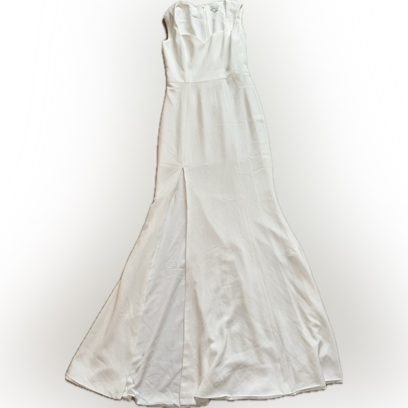 NOWT Dress the Population Monroe Side Slit sweetheart Gown White Bridal sz L - Picture 3 of 6